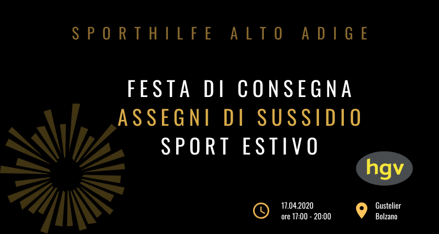 Rinvio della festa di consegna dei sussidi SPORT ESTIVO al 17.04.2020 alle ore 17:00!