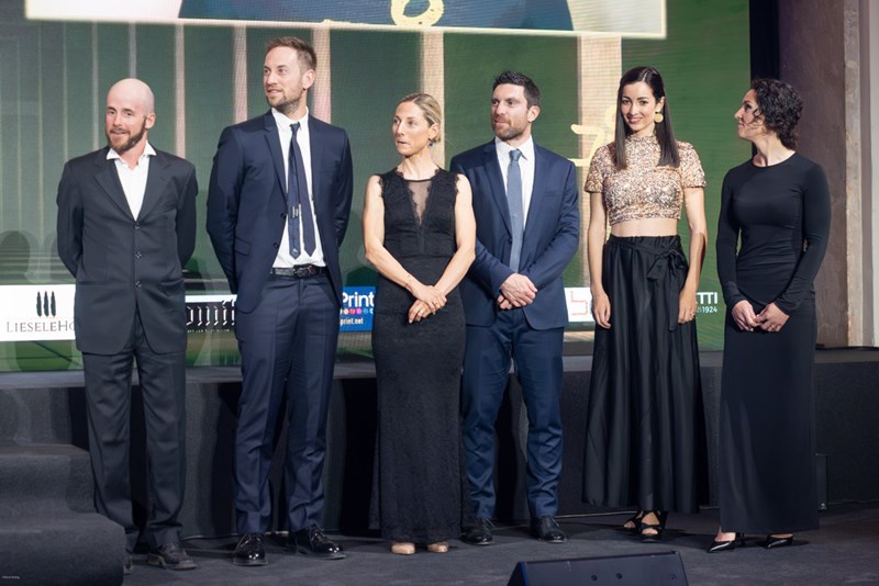 Erhielten den Preis für ihr Lebenswerk: v.l.n.r. Florian Clara, Patrick Pigneter, Federica Sanfilippo, Riccardo Tonetti, Greta Pinggera und Evelin Lanthaler