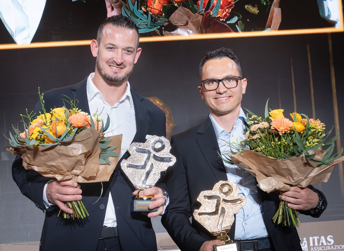 Dominik Paris (2. Platz) und Mark Sinner, der die Prämie für seinen Bruder Jannik Sinner entgegennahm.